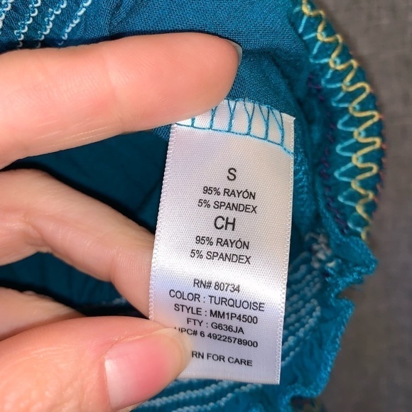 Miley Cyrus Max Azria Women's Turquoise Boho Top Small - Picture 3 of 5